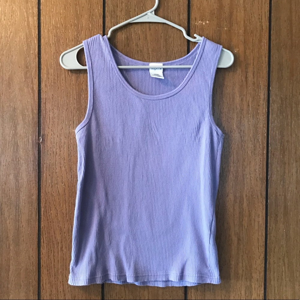 Vintage Ribbed Thick Strap Tank Top Purple L